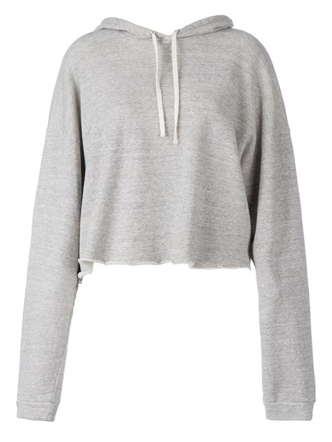 Grey Cropped Hoodies & Pullovers 